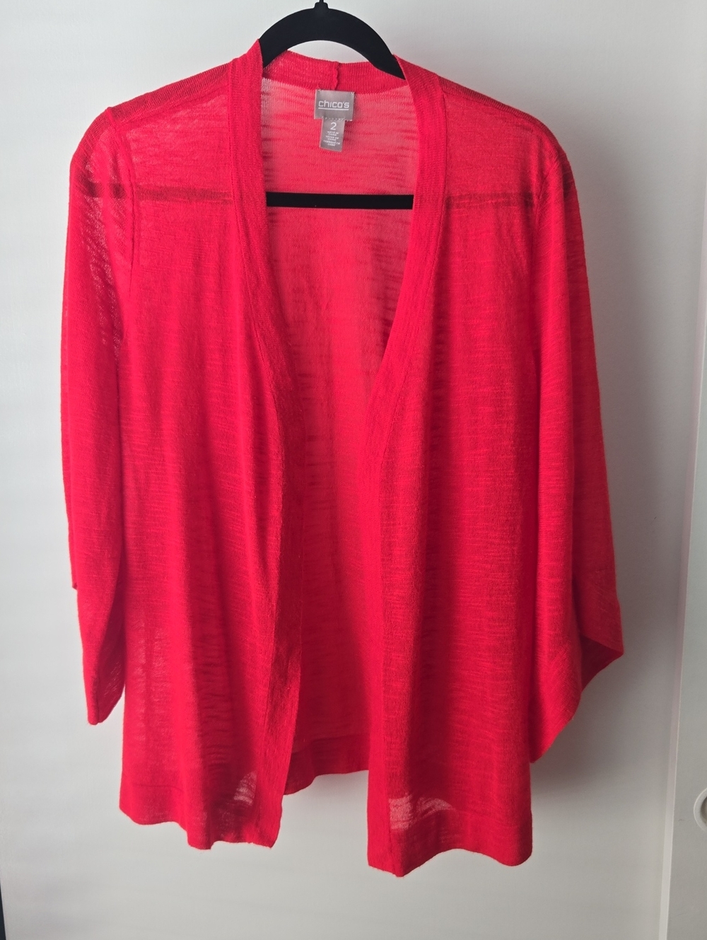 Chico's Red Open-Front Lightweight Sweater. Size 2-Large